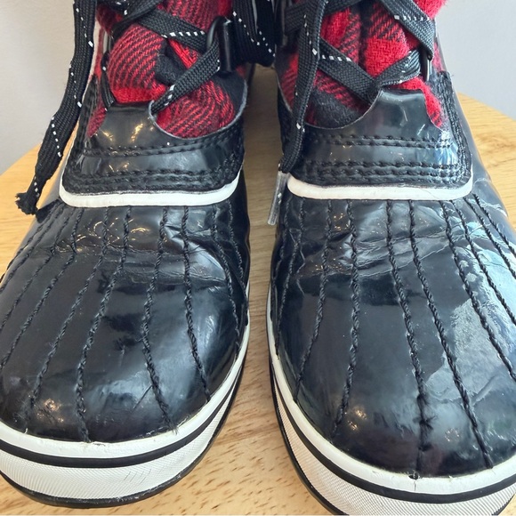 SOREL Black & Red Plaid Ankle Winter Snow Boots Women’s 7.5 Torino Waterproof - Picture 5 of 13